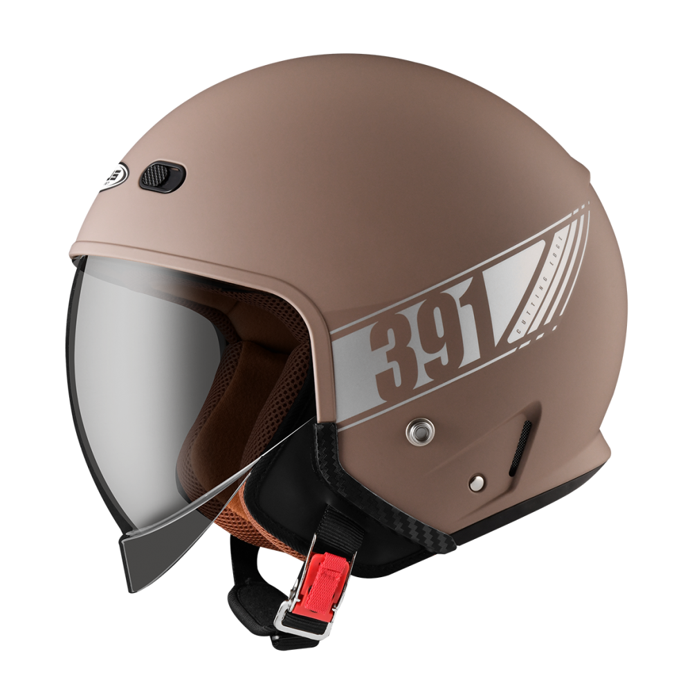 ZEUS ZS-391 消光駝色 素色 四分之三 半罩式  大鏡片 復古帽