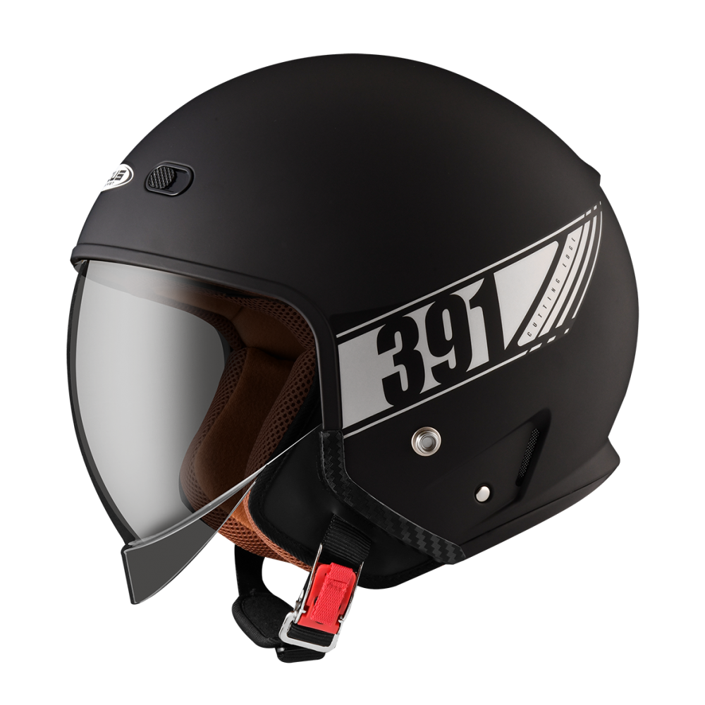 ZEUS ZS-391 消光黑 素色 四分之三 半罩式  大鏡片 復古帽