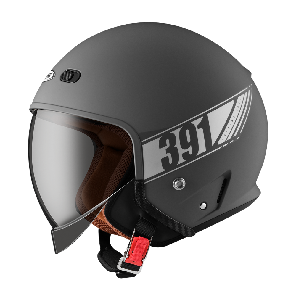 ZEUS ZS-391 消光深灰 素色 四分之三 半罩式  大鏡片 復古帽