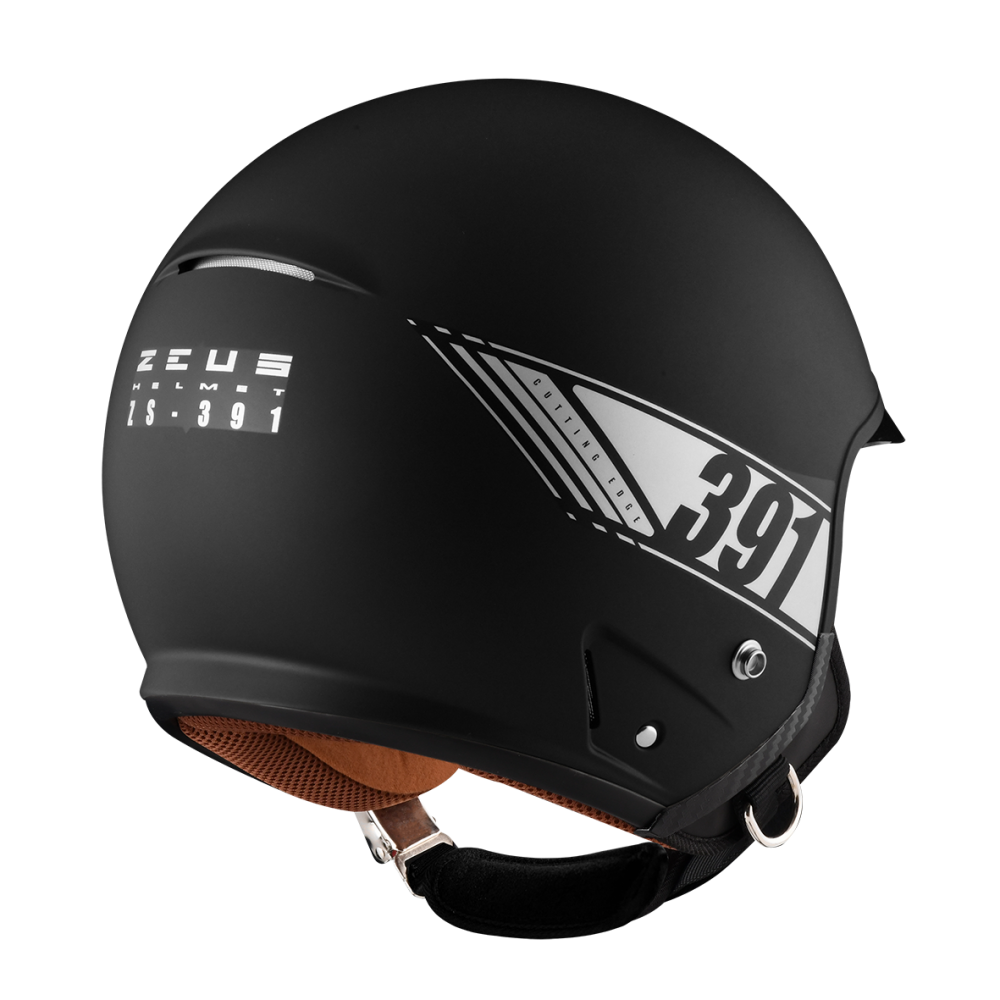 ZEUS ZS-391 消光黑 素色 四分之三 半罩式  大鏡片 復古帽