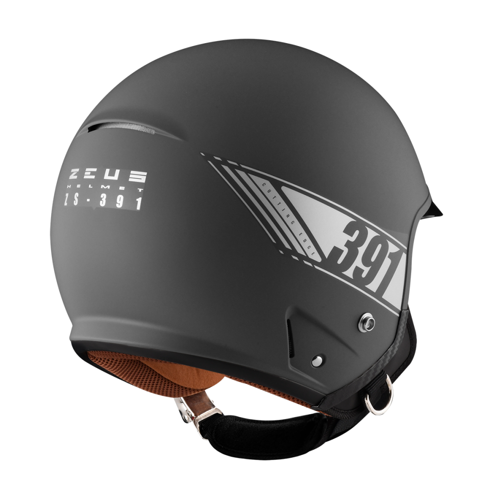 ZEUS ZS-391 消光深灰 素色 四分之三 半罩式  大鏡片 復古帽