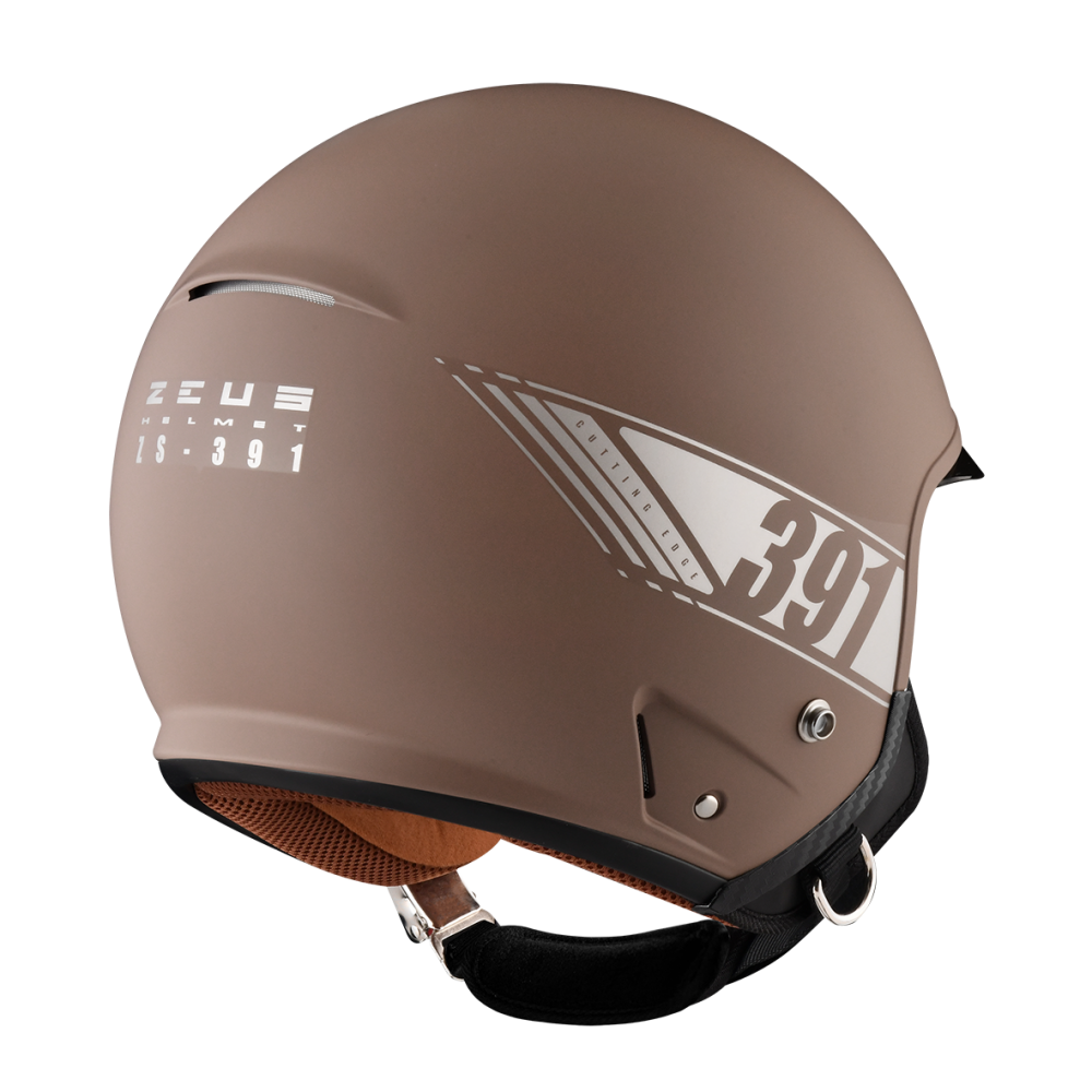 ZEUS ZS-391 消光駝色 素色 四分之三 半罩式  大鏡片 復古帽