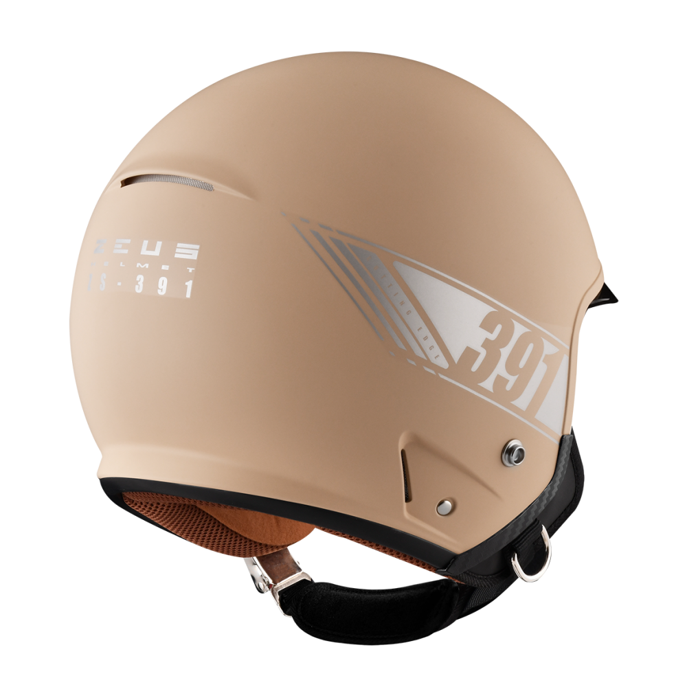 ZEUS ZS-391 消光奶茶 素色 四分之三 半罩式  大鏡片 復古帽