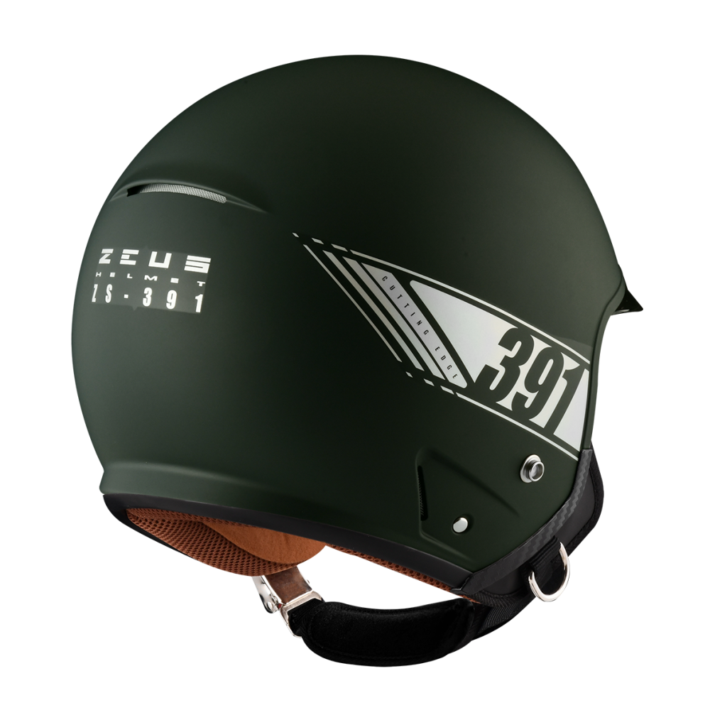 ZEUS ZS-391 消光石墨綠 素色 四分之三 半罩式  大鏡片 復古帽