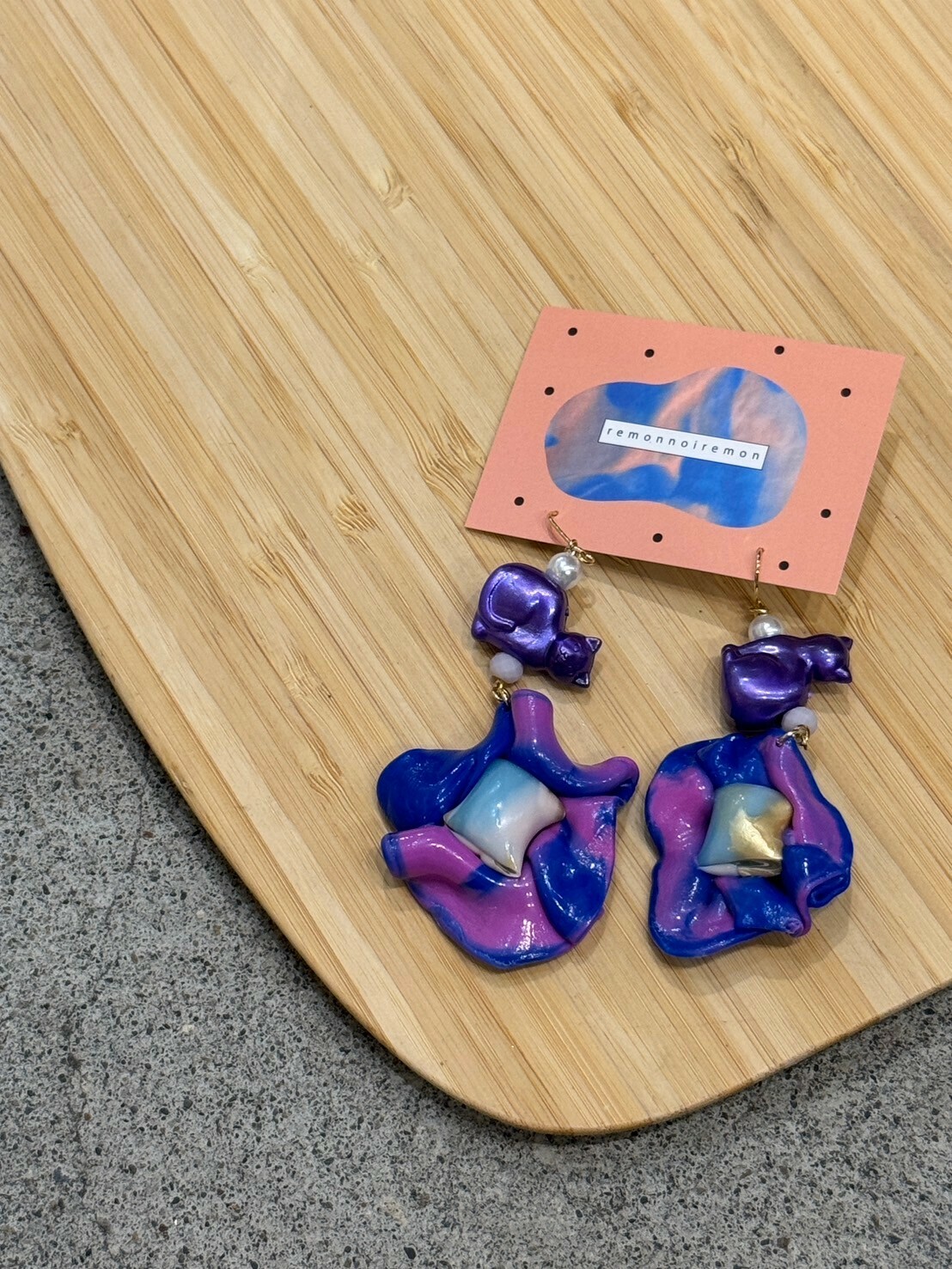 [remonnoiremon] 繽紛貓咪耳環 | remon120