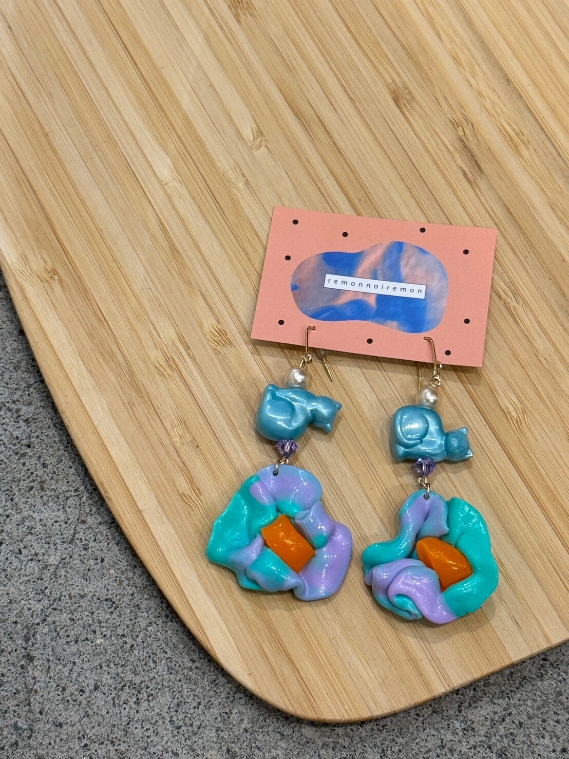 [remonnoiremon] 繽紛貓咪耳環 | remon121