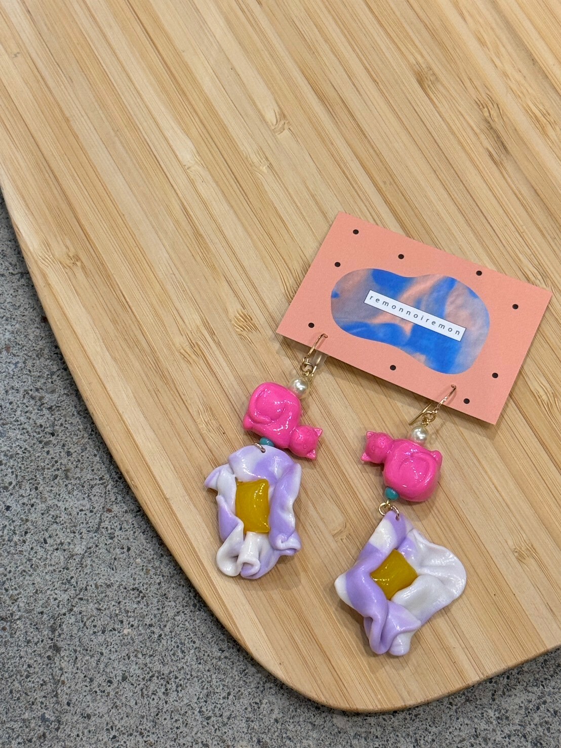 [remonnoiremon] 繽紛貓咪耳環 | remon122