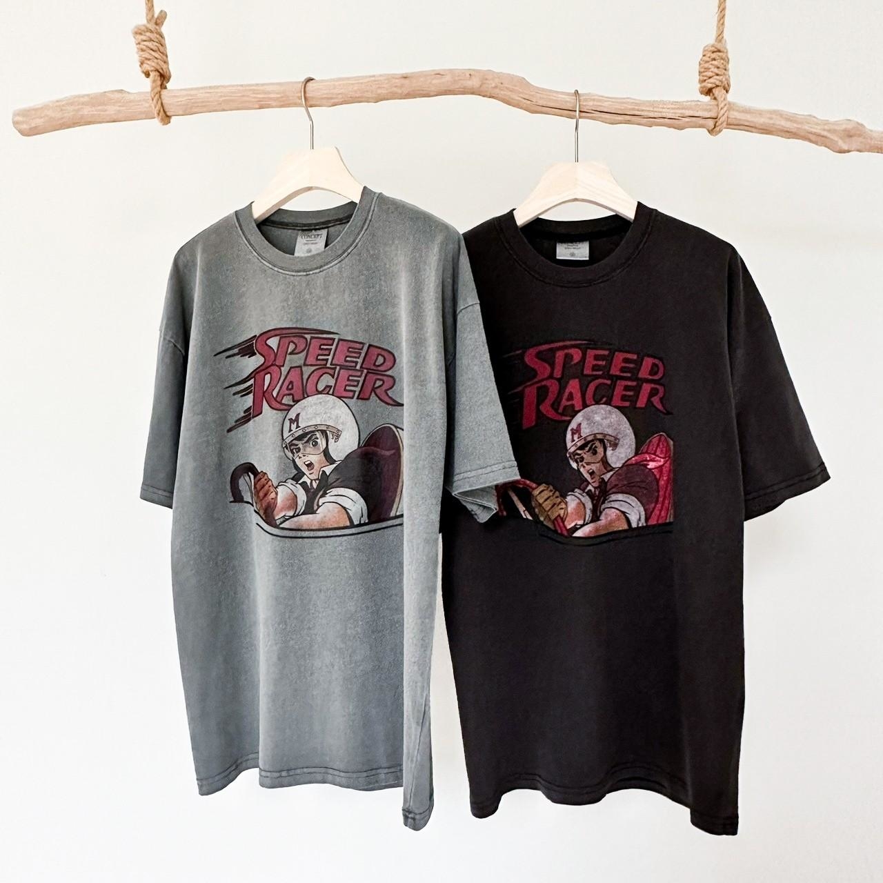 韓國短袖 復古飆車手水洗短T 80258