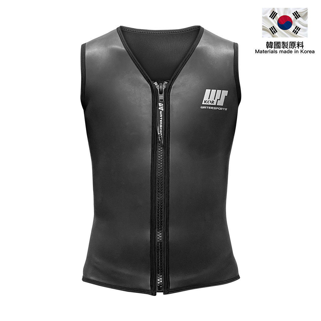 3.5mm 中性 CR 光皮防寒背心膠衣 - 黑