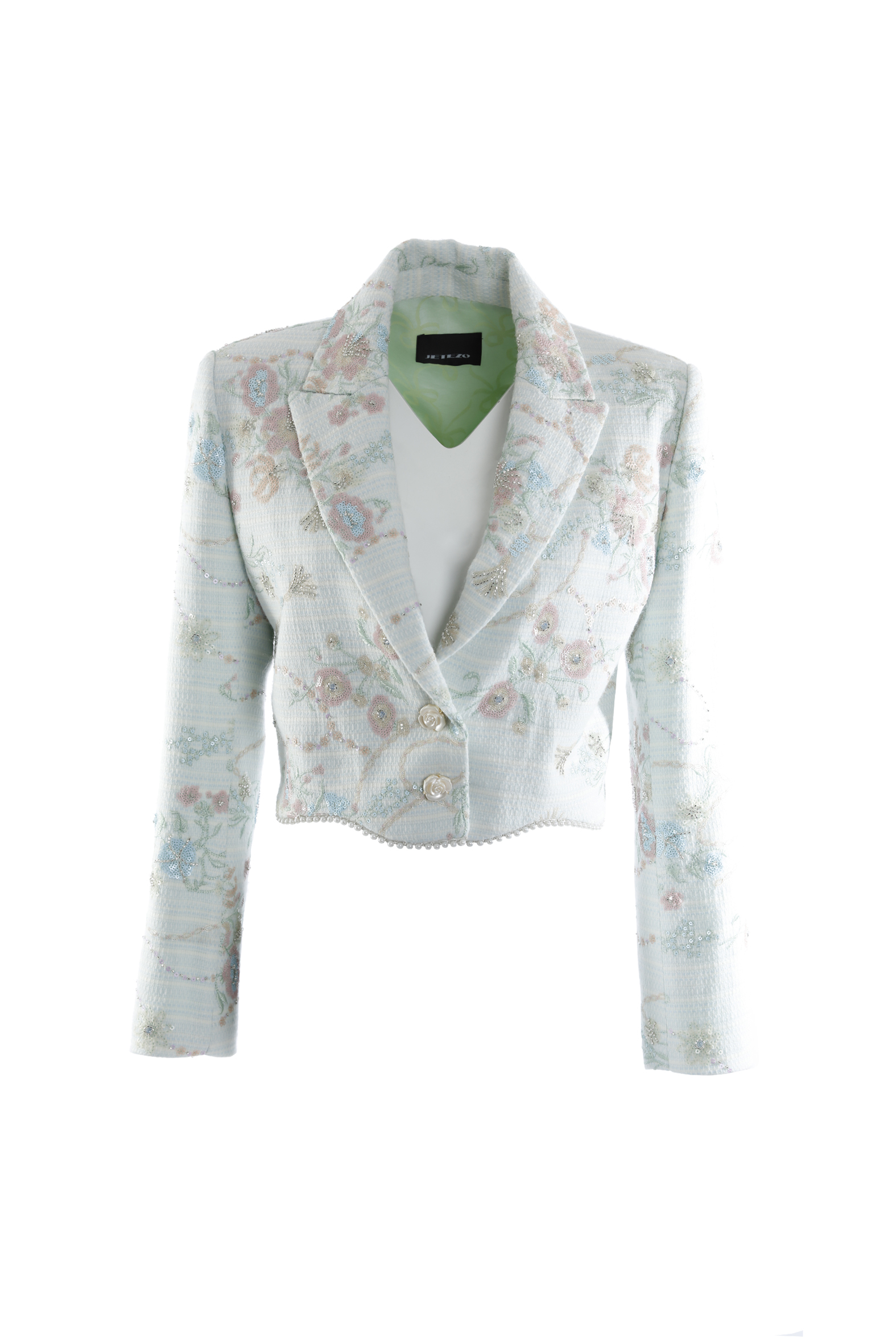 BE10025D1 亮片花園粉彩小香短正裝外套