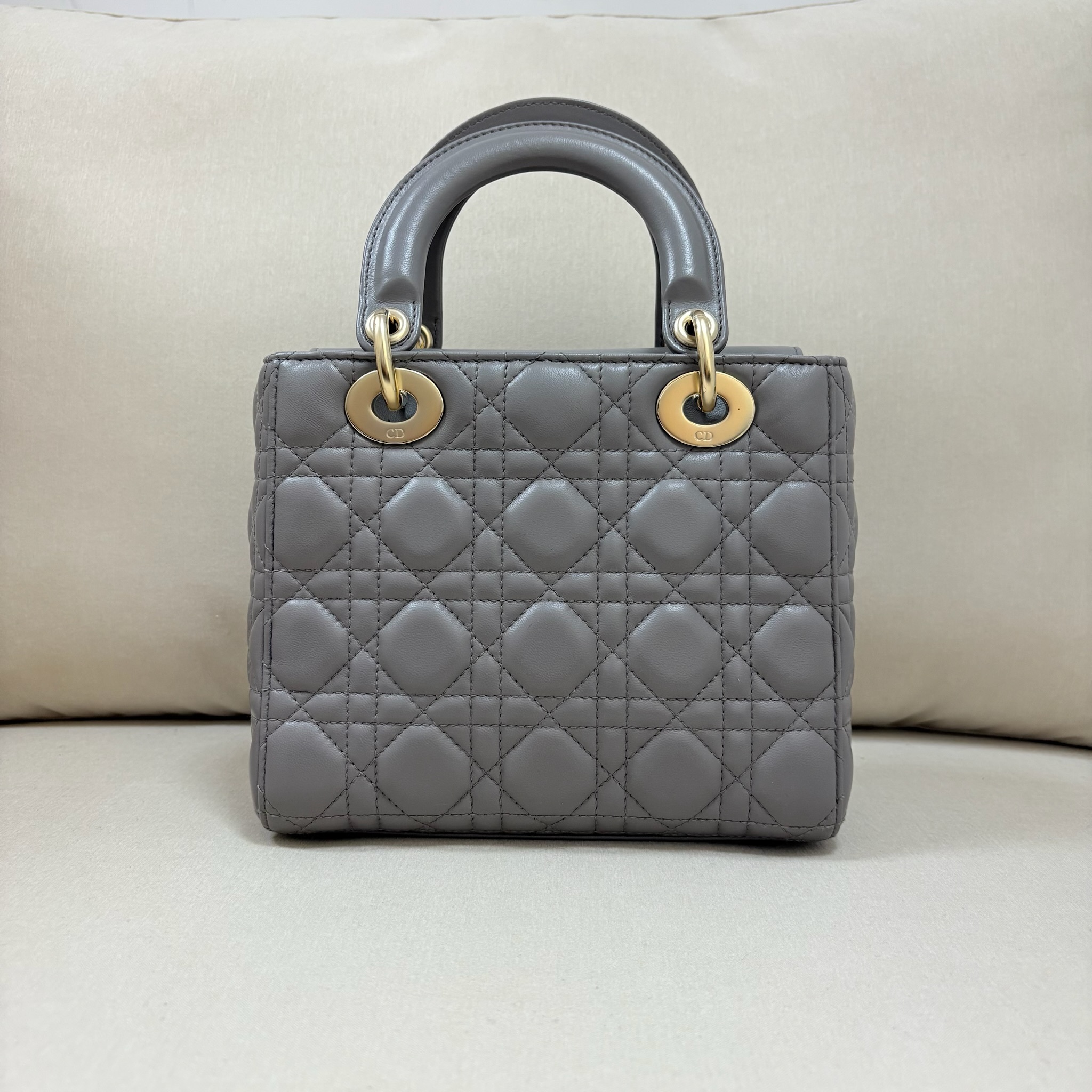 Dior Lady Dior Small Bag - Grey / Ghw