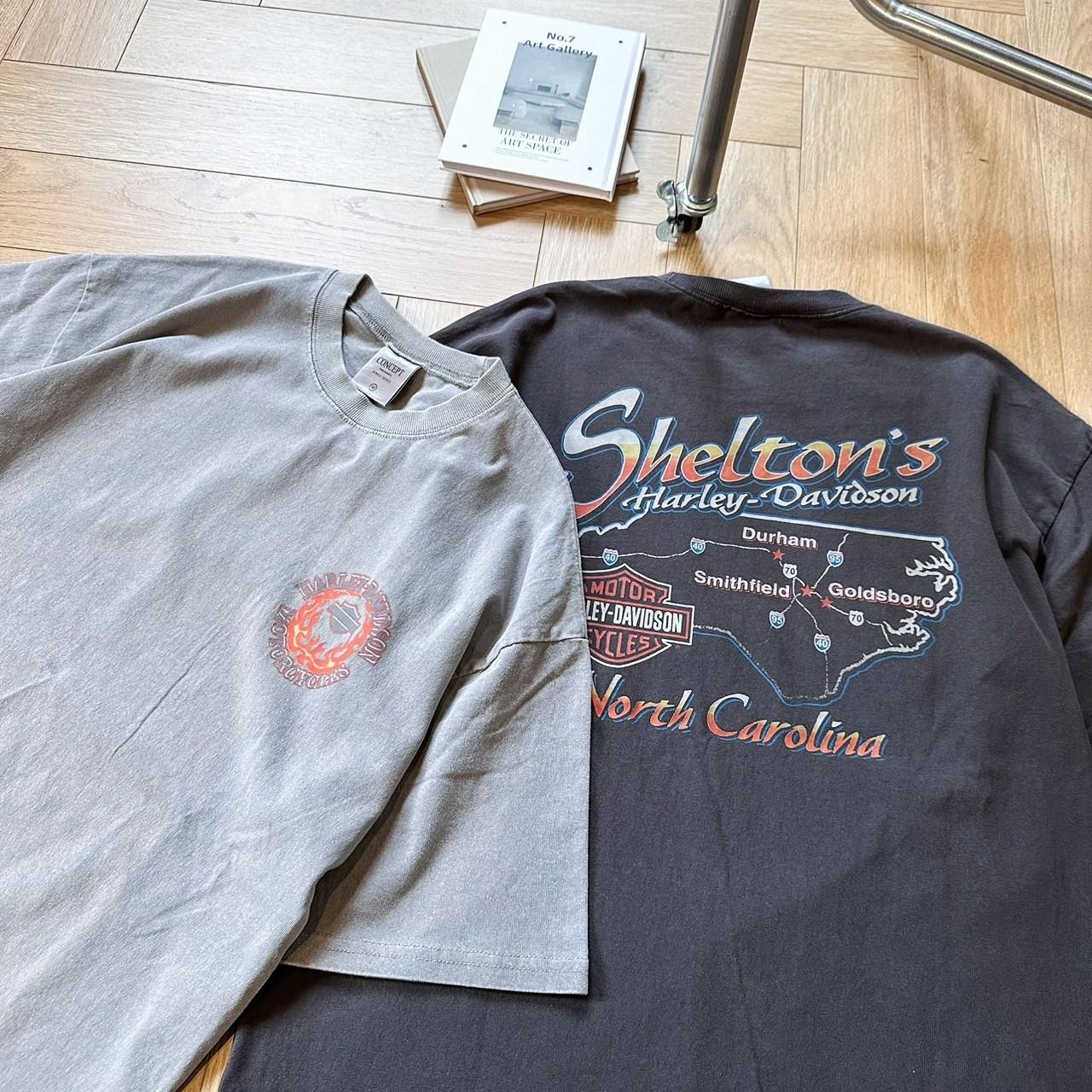 韓國短袖 火焰哈雷地圖水洗短T 80259