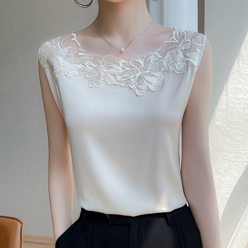 網紗緹花仿緞背心 三色