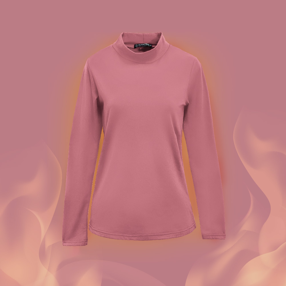 【立領】速暖絨保暖衣3.0-玫瑰粉