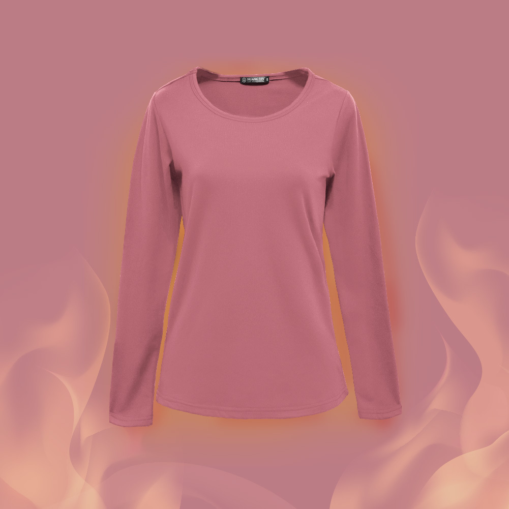 【圓領】速暖絨保暖衣3.0-玫瑰粉