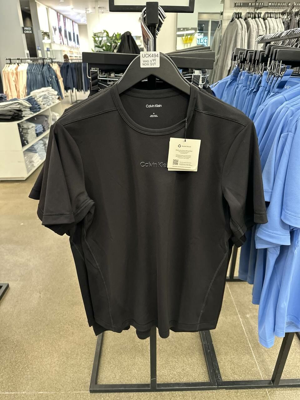 [S] CALVIN KLEIN SMALL LOGO LETTERING FRONT T-SHIRT,BLACK, SP40605768-407F159001 (SCK691)