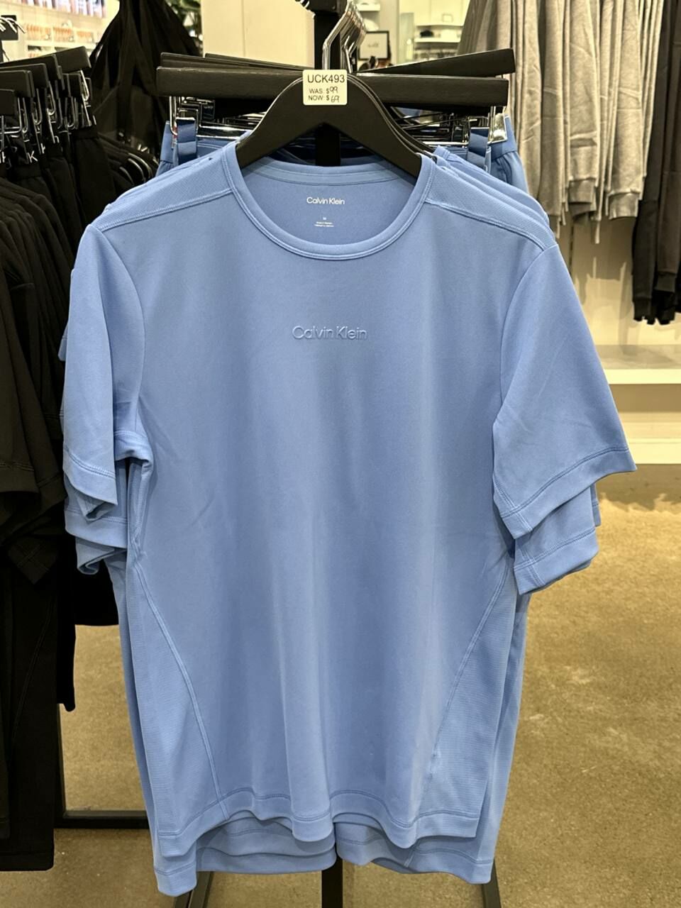 [S] CALVIN KLEIN SMALL LOGO LETTERING FRONT T-SHIRT,LIGHT DENIM, SP40605768-407F159400 (SCK693)