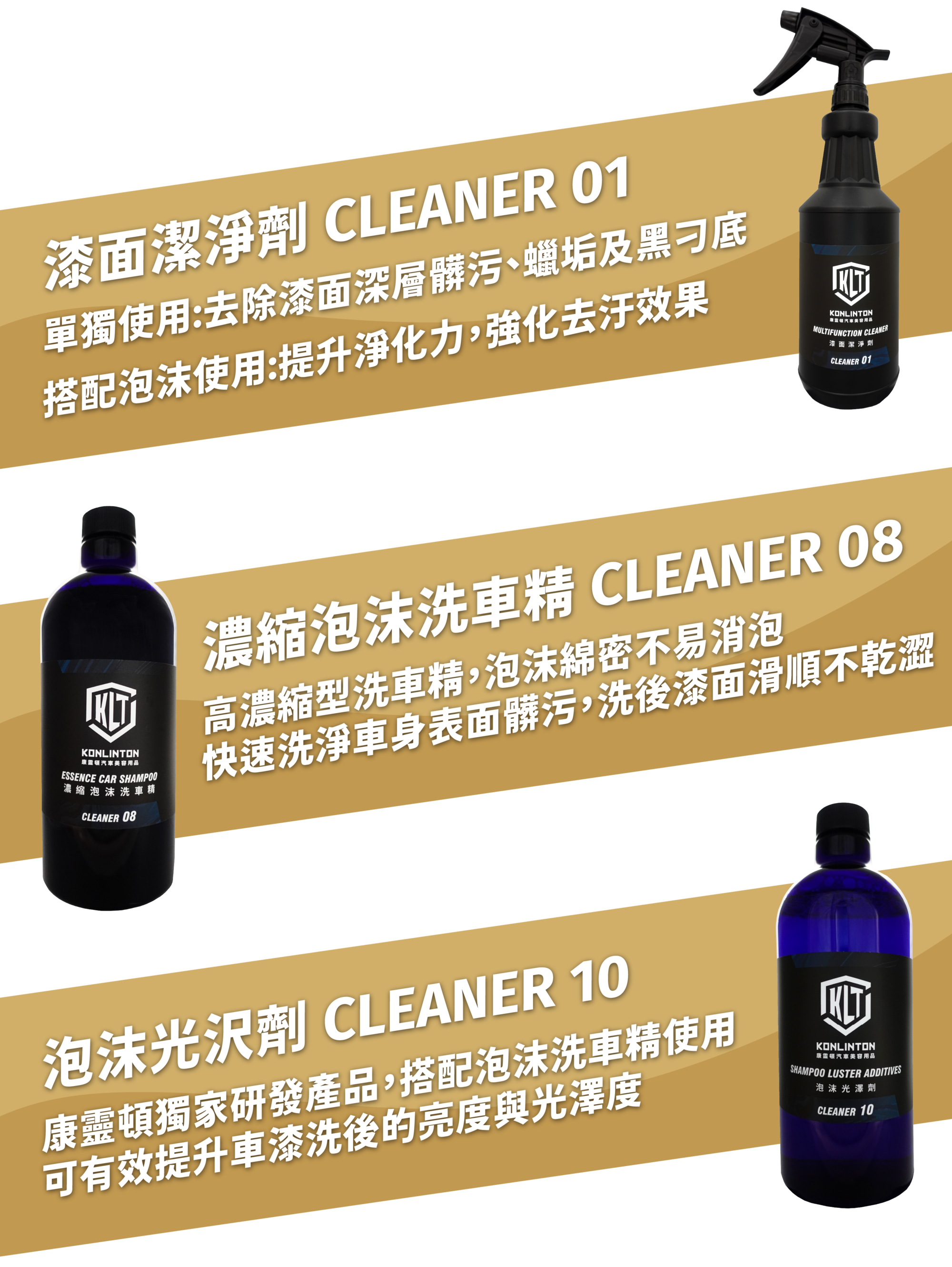 洗車新三寶含漆面潔淨劑、泡沫光澤劑、濃縮泡沫洗車精