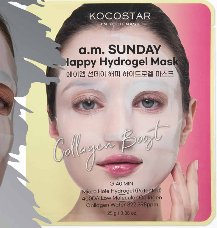 UA20 韓國🇰🇷製造(可可星) A.M SUNDAY Happy Hydrogel Mask 10片 $325/1盒  $599/2盒 (EXP:20271216)