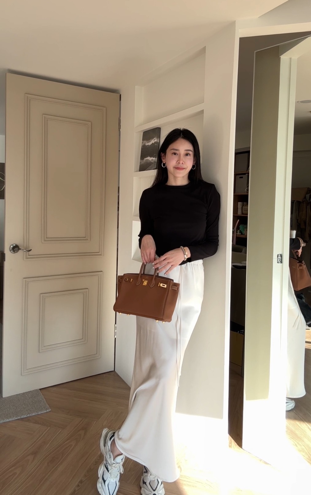 緞面鬆緊綁帶長裙*少量現貨