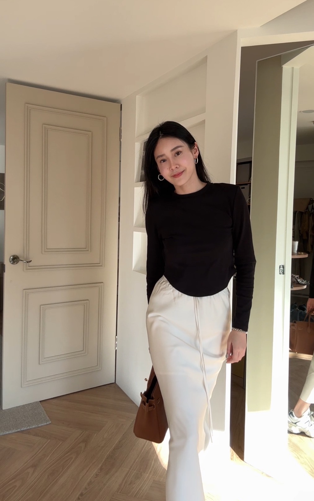 緞面鬆緊綁帶長裙*少量現貨