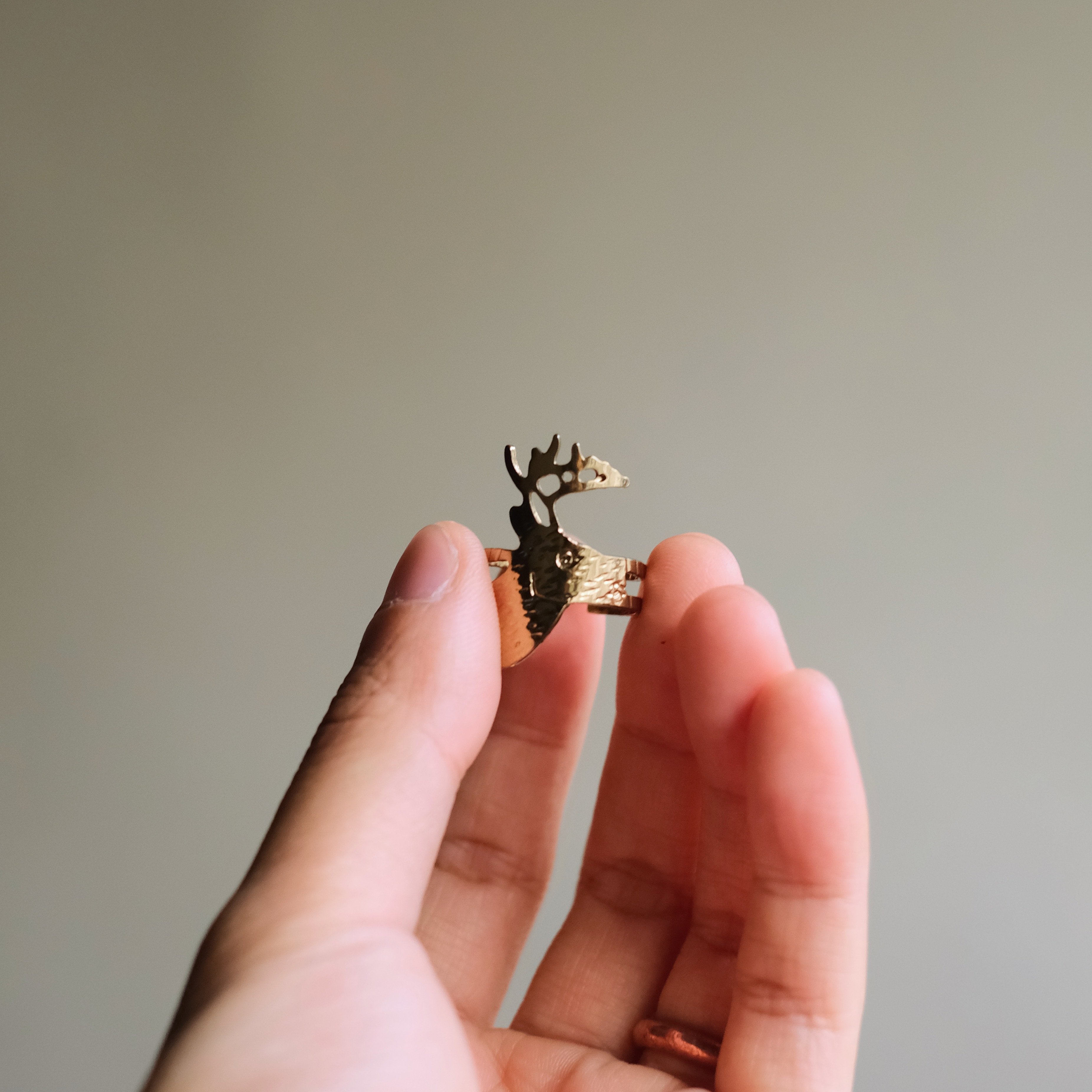 印度黃銅開放戒指 麋鹿