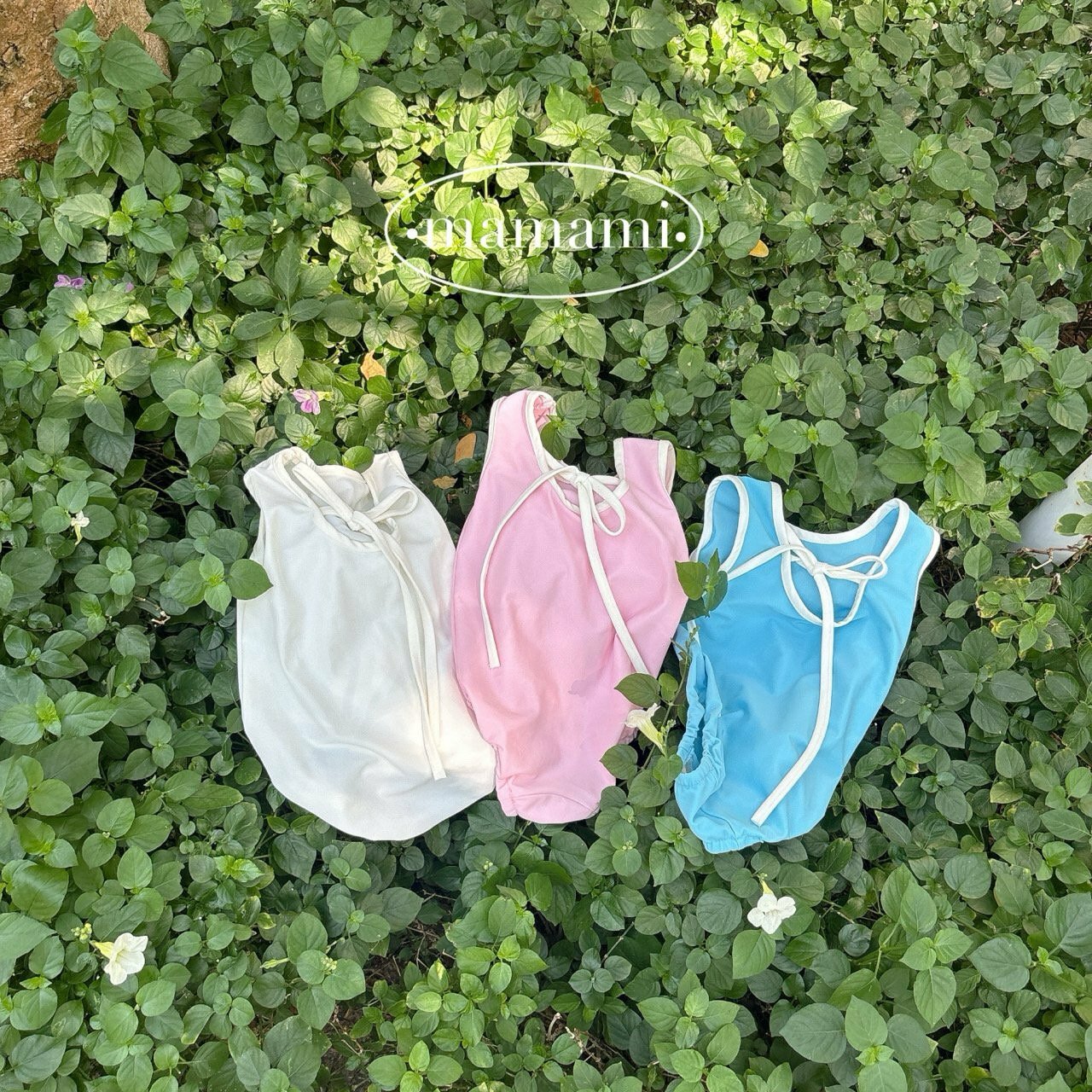 蝴蝶結一件式泳衣