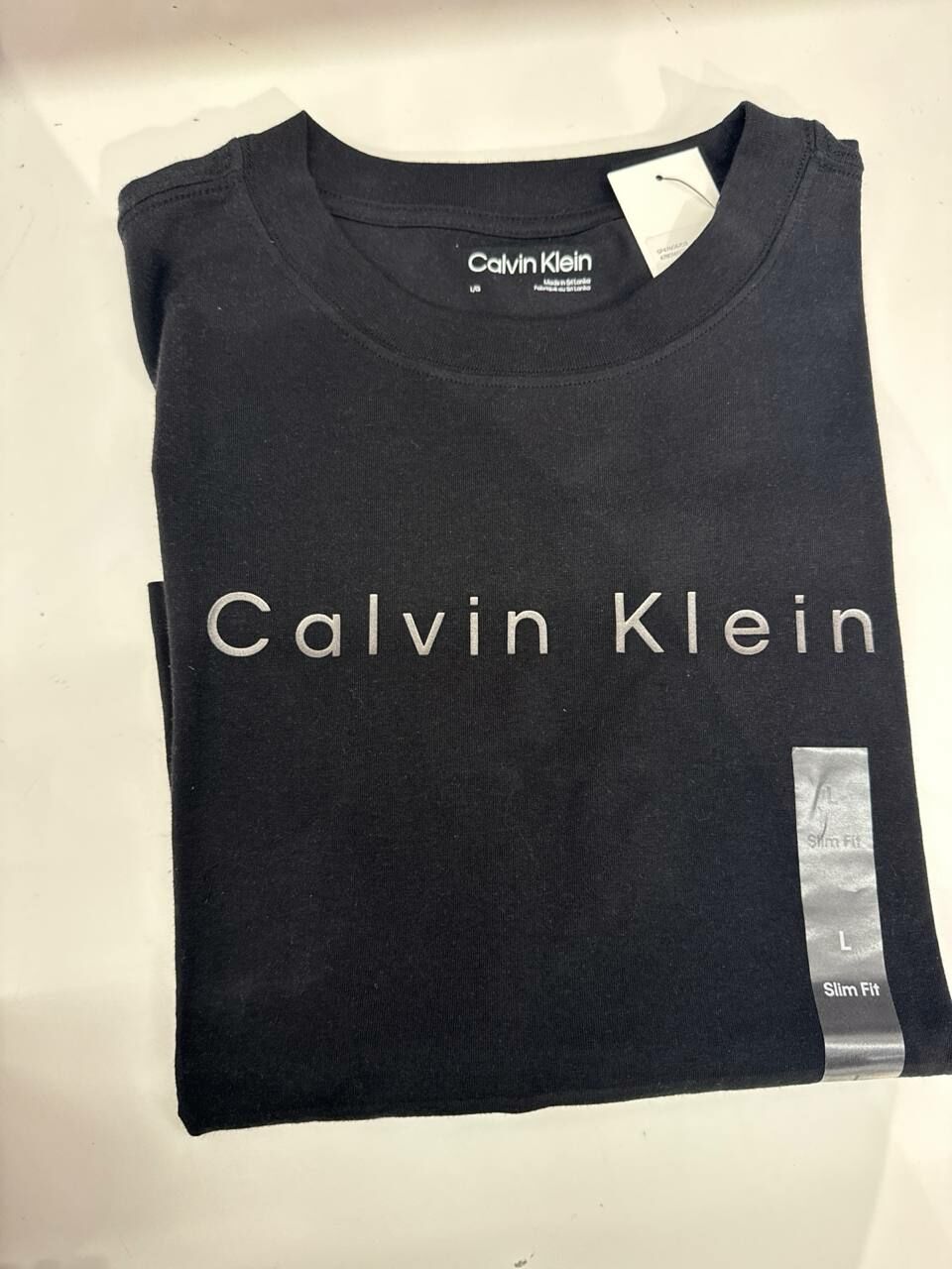 [S] CALVIN KLEIN CLASSIC LOGO ROUND NECK SLIM FIT T-SHIRT,BLACK, SP47605703-478016S001 (SCK704)