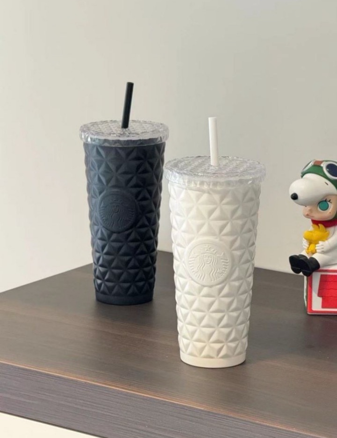 星巴克 Starbucks 菱格紋吸管杯 不鏽鋼 隨行杯 黑色 白色/預購