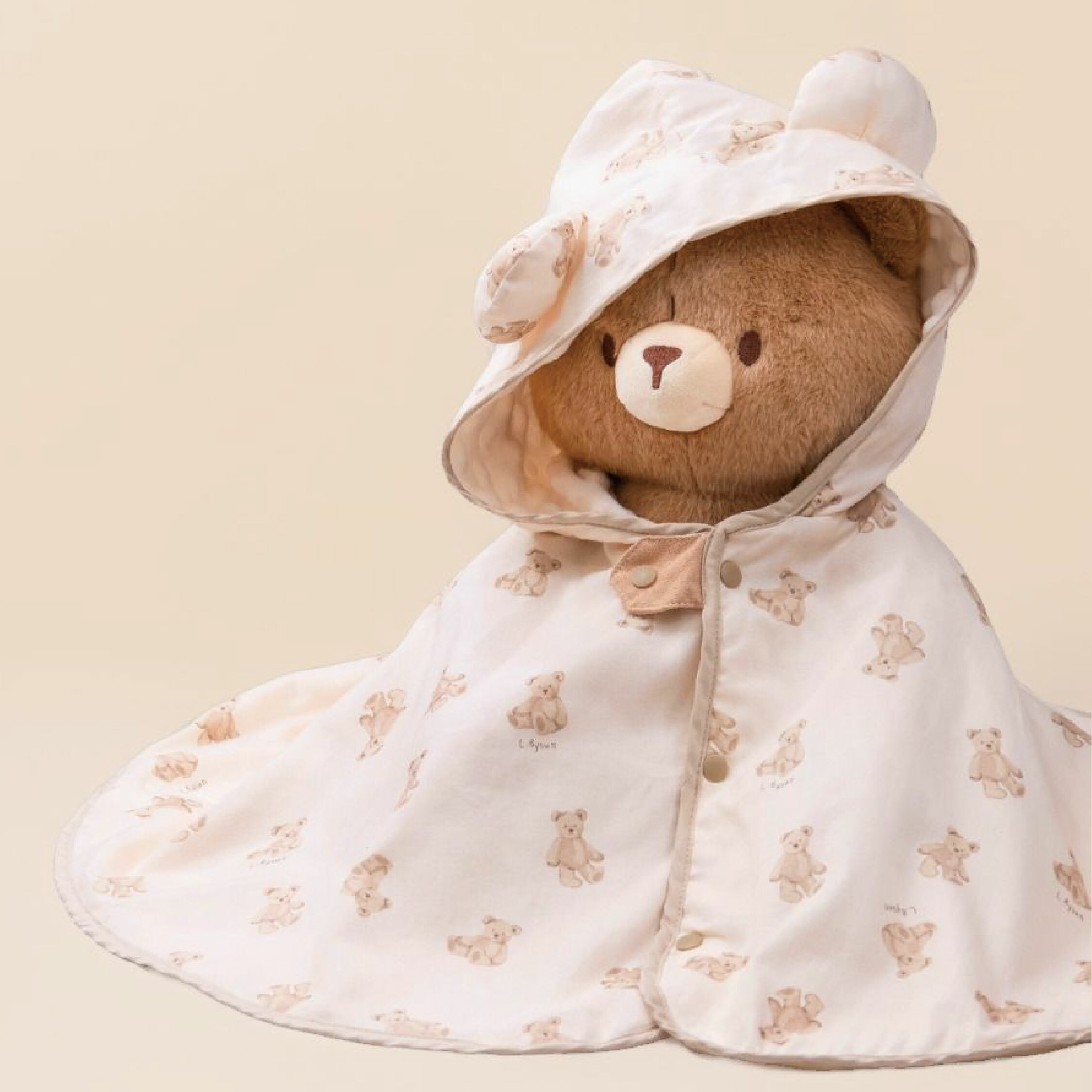 【JB0423】MIT奶茶泰迪熊魔粒連帽小熊斗篷