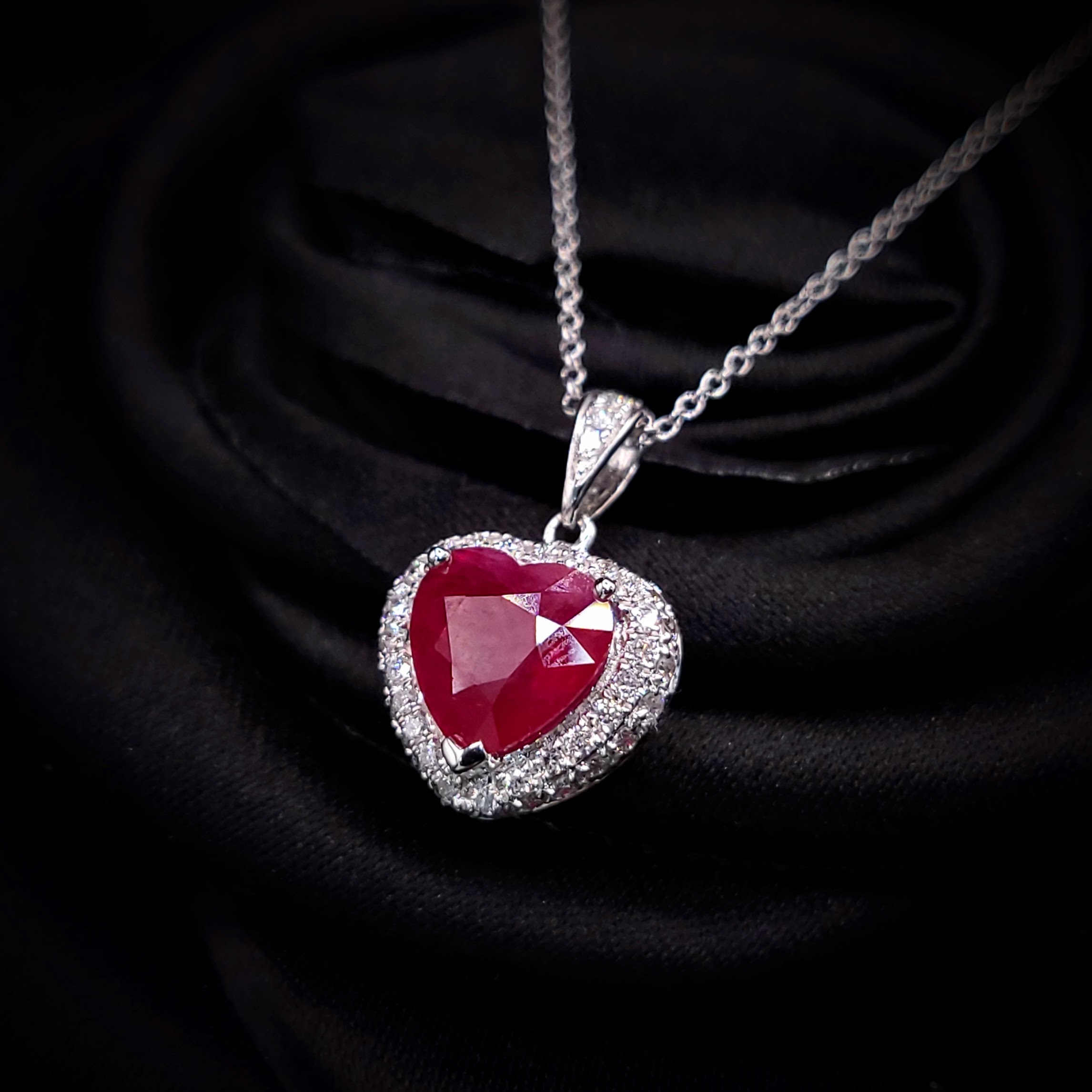 18K White Gold 1.87ct Ruby and Diamond Pendant