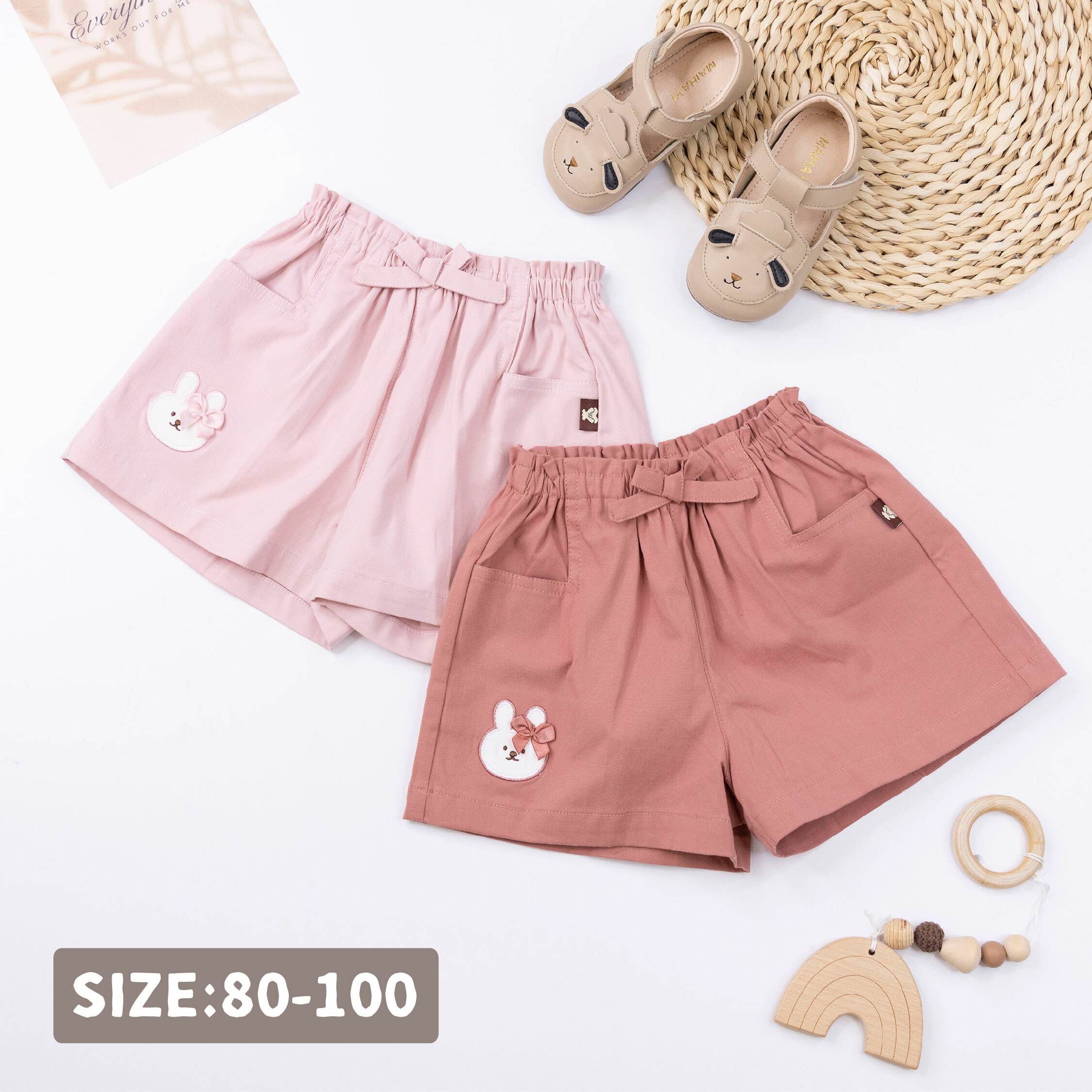 范侖鐵諾【32058】甜美兔兔蝴蝶結設計短褲＊二色