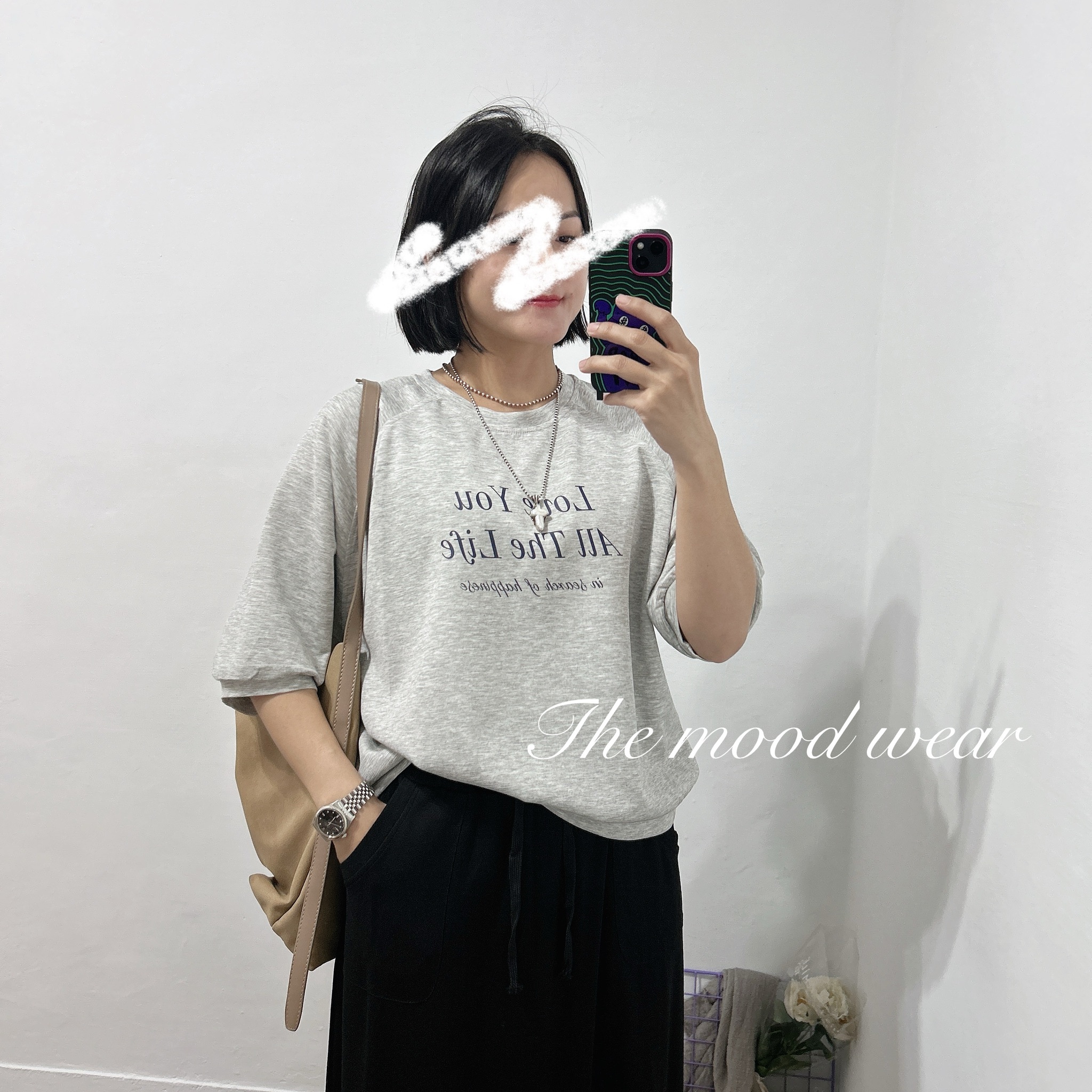 不悶熱太空綿字母短T 太空棉短T  (黑色/花灰/鐵灰/杏黃)