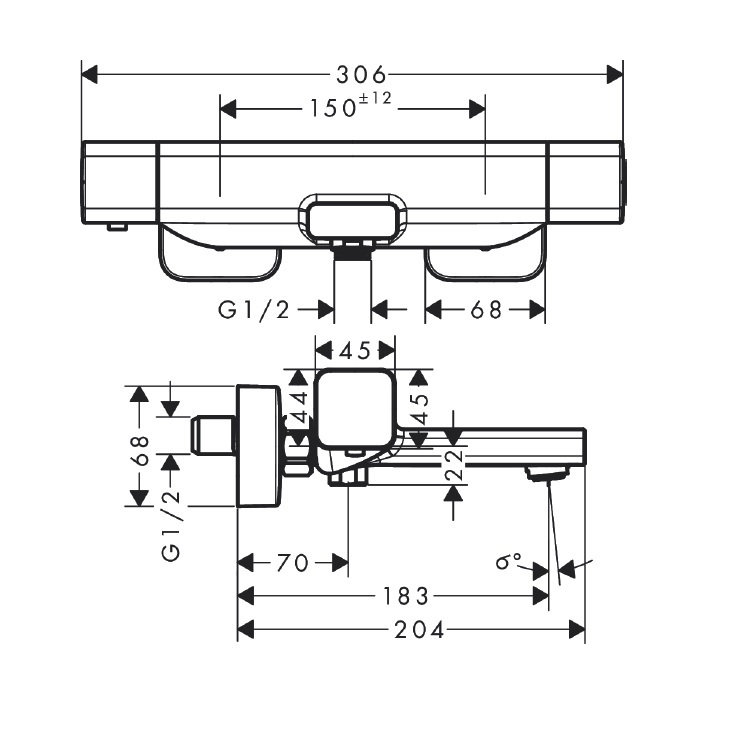 hansgrohe Ecostat E 15774, -000 Bath thermostat for exposed installation - GA Approval