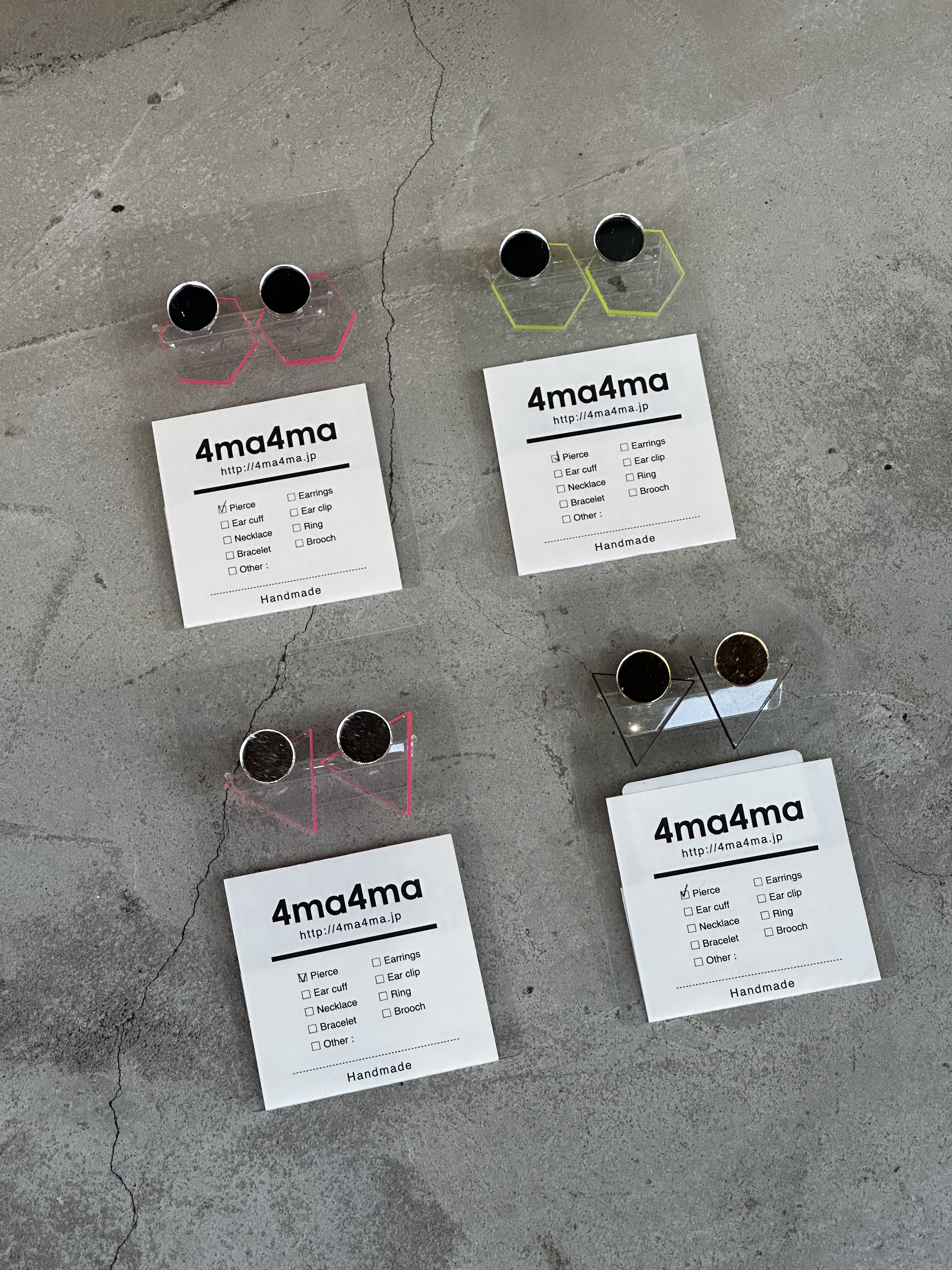 [4ma4ma] 彩色邊框耳環 | 小 | 耳針 | NO.7