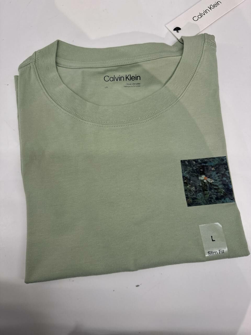[S] CALVIN KLEIN SMALL PRINT LOGO T-SHIRT,GREEN, SP47605707-478021S250 (SCK723)