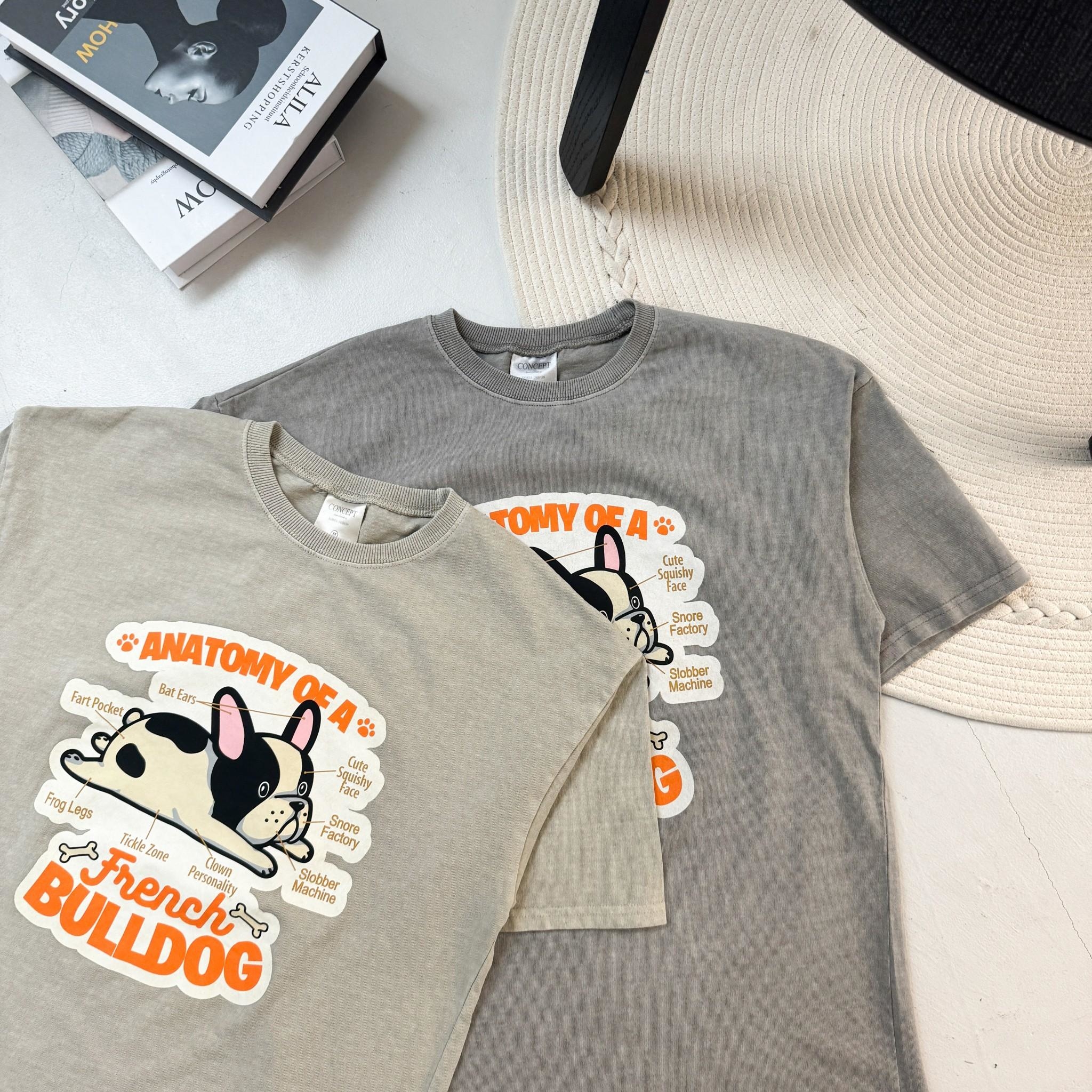 韓國短袖 Bulldog 法鬥印花短T 80651