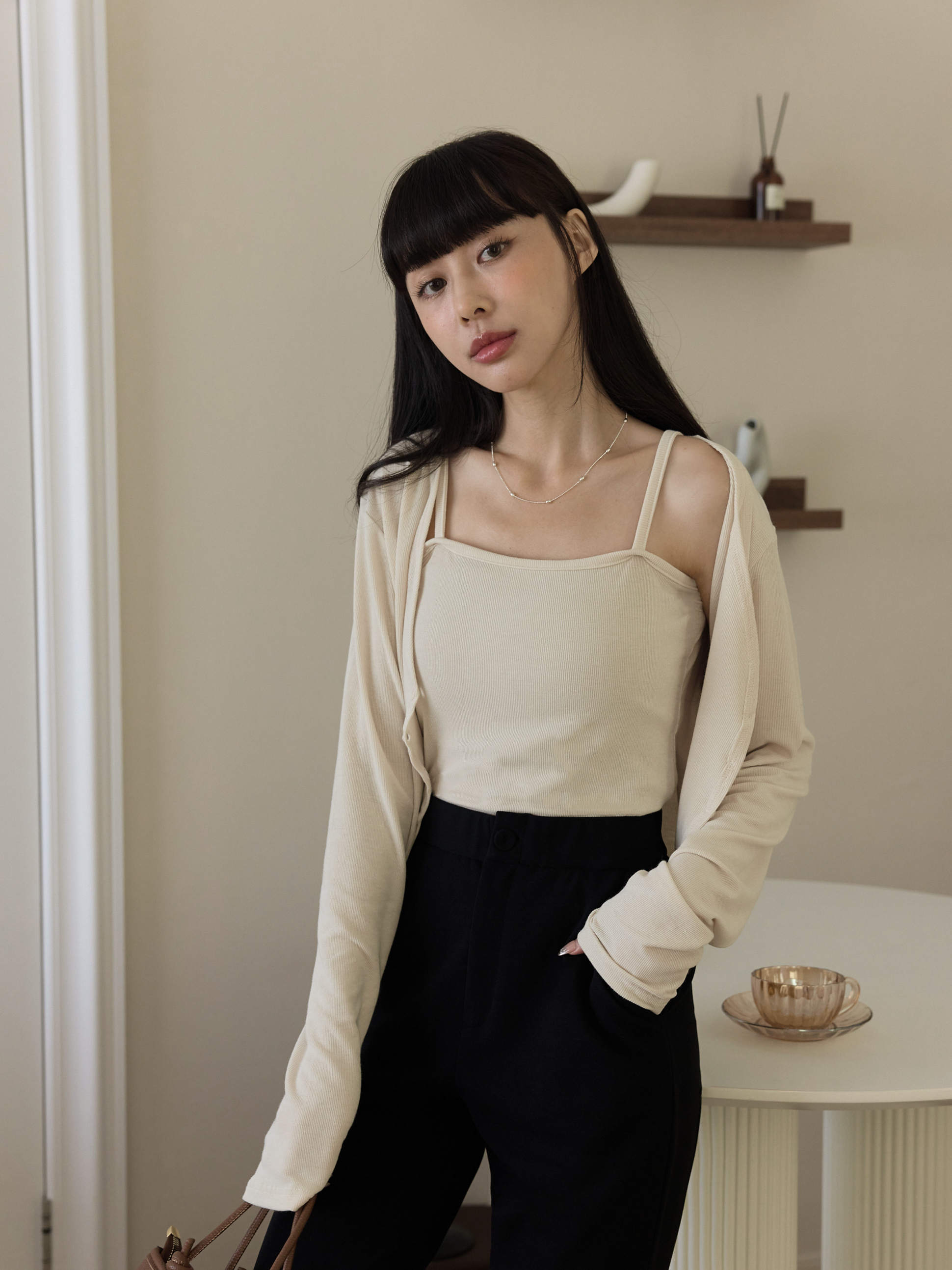 兩件式彈性細肩背心套裝