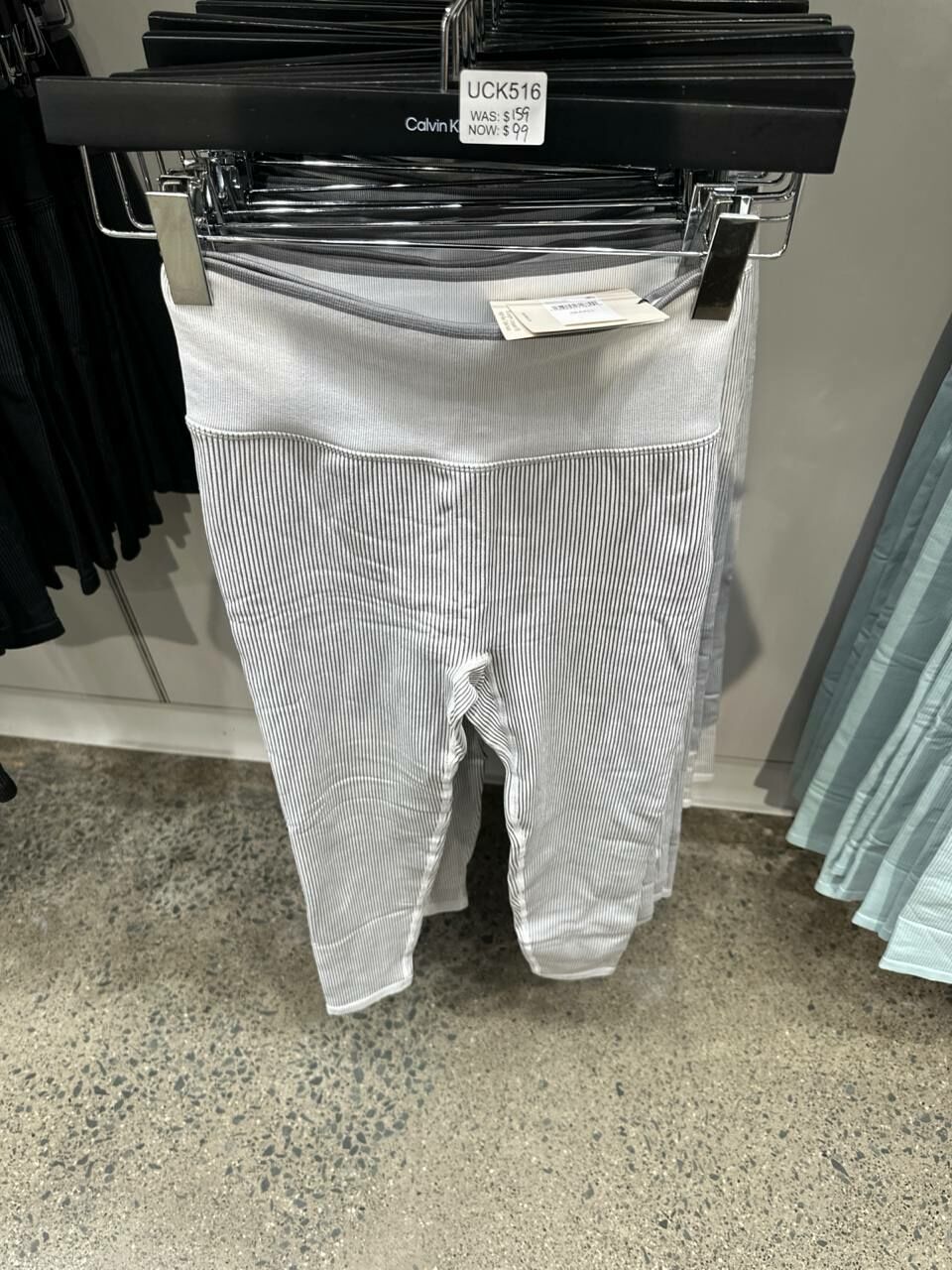 [S] CALVIN KLEIN RIB SPORT LEGGINGS,WHITE, SP40606387-404F643540 (SCK724)