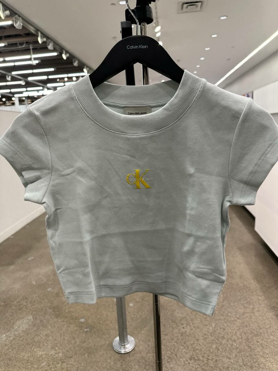 [S] CALVIN KLEIN MONOGRAM LOGO RIBBED BABY TEE,TEAL GREEN, SP47607262-47AB802331 (SCK725)
