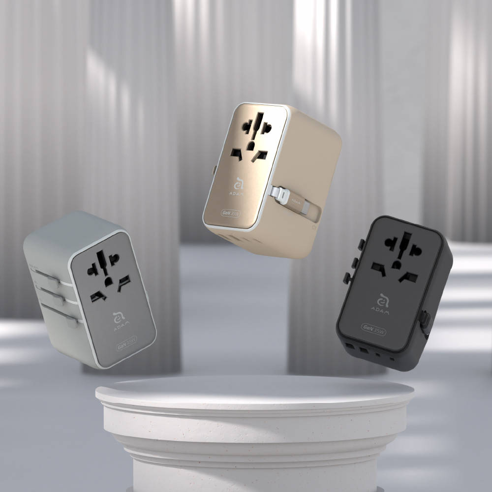 T35L 35W Universal Travel Adapter with Built-In USB-C Cable