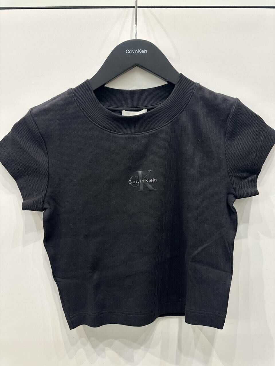 [S] CALVIN KLEIN MONOGRAM LOGO RIBBED BABY TEE,BLACK, SP47604939-47AB802001 (SCK728)