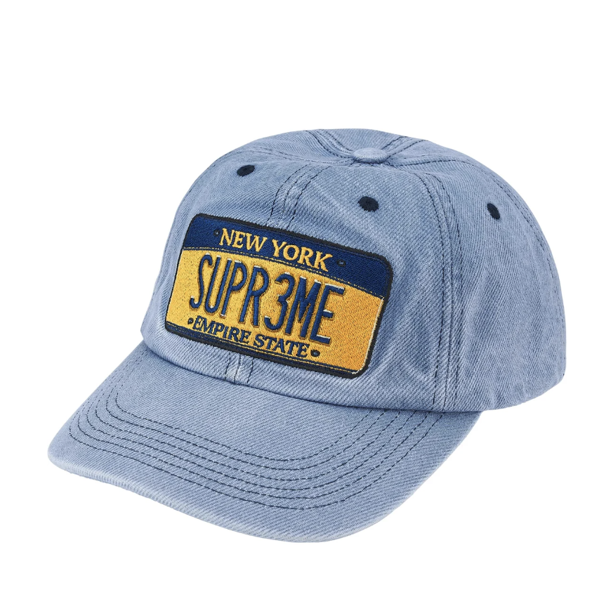 -(B06)-SUPREME LICENSE PLATE 6-PANEL 車牌 水洗 六分割帽 黑色/藍色/落葉/紅色/紫色-SS25H63