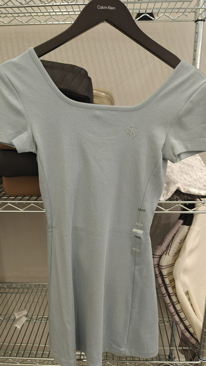 [S] CALVIN KLEIN LIGHT BLUE KNIT MINI DRESS, SP47606524-47AB007440 (SCK730)