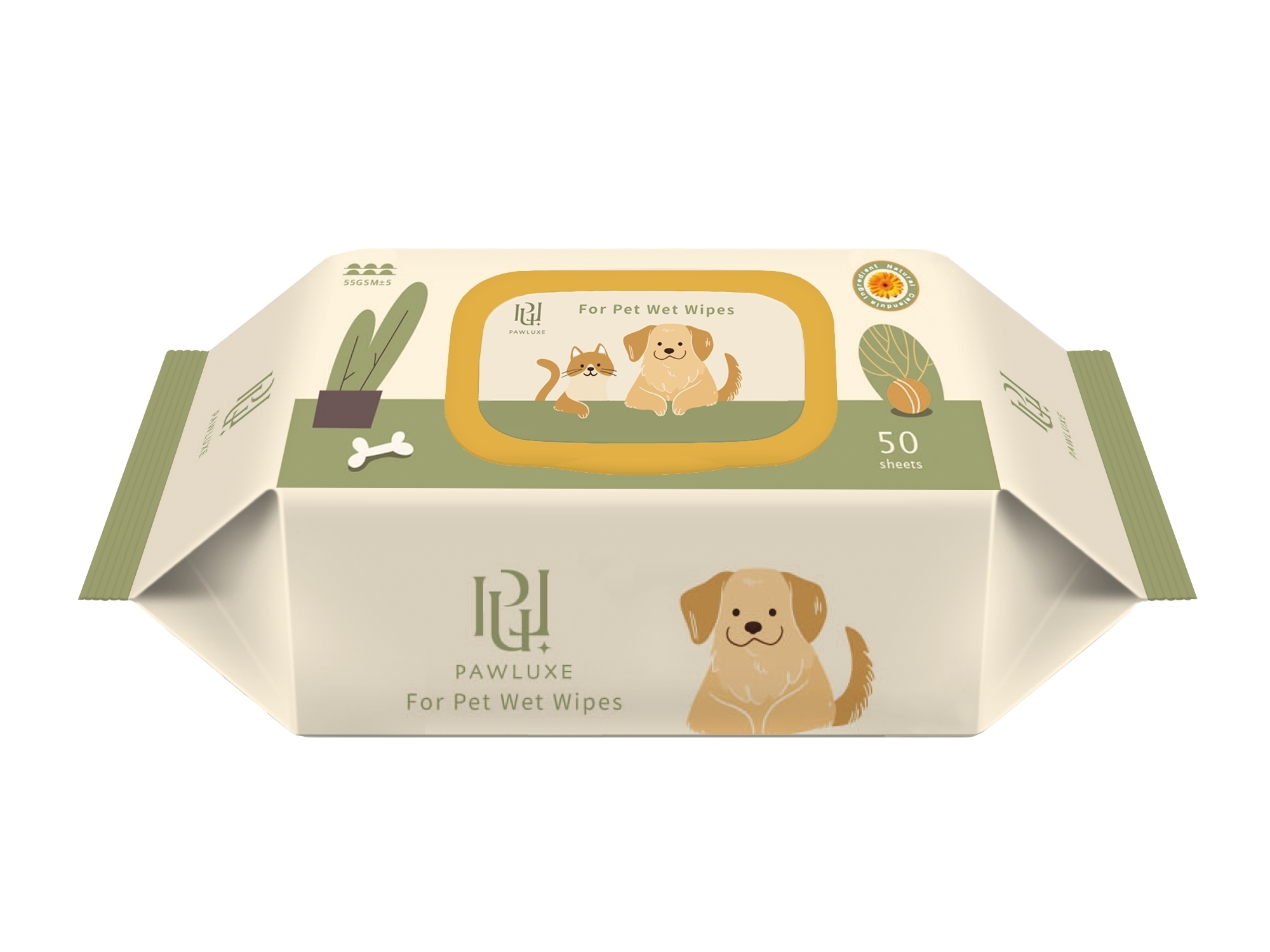 PAWLUXE寵物濕紙巾-金盞花舒敏潔膚_50抽