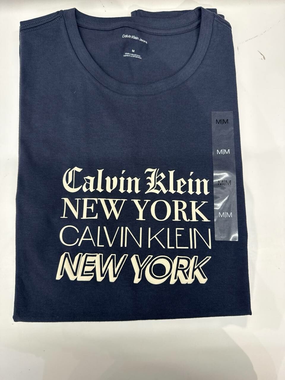 [S] CALVIN KLEIN LINEAR TEXT LOGO T-SHIRT,NAVY, SP40606628-4RB821G410 (SCK734)