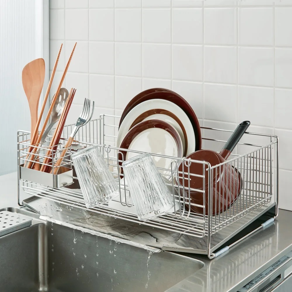 《下村企販》日本製全不鏽鋼水槽橫跨式瀝水架(寬34.5×深54)