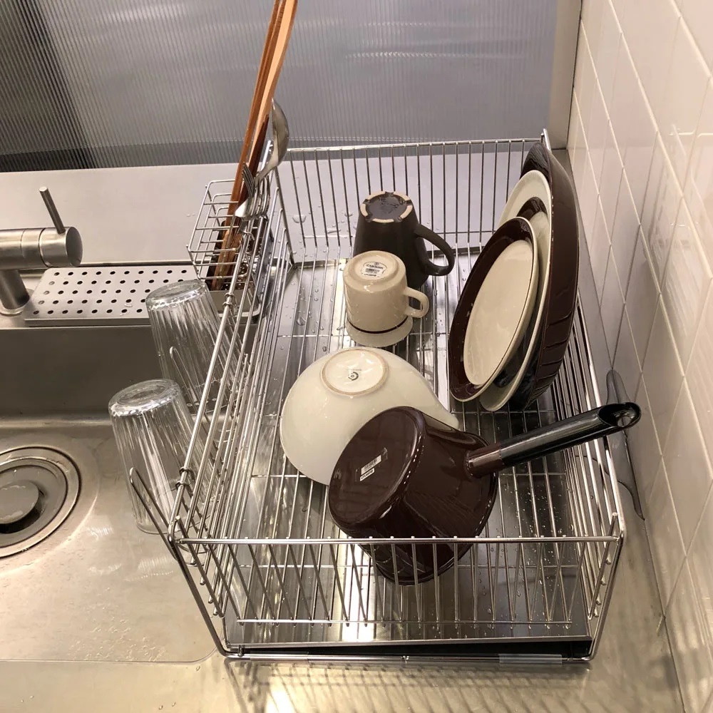 《下村企販》日本製全不鏽鋼水槽橫跨式瀝水架(寬34.5×深54)