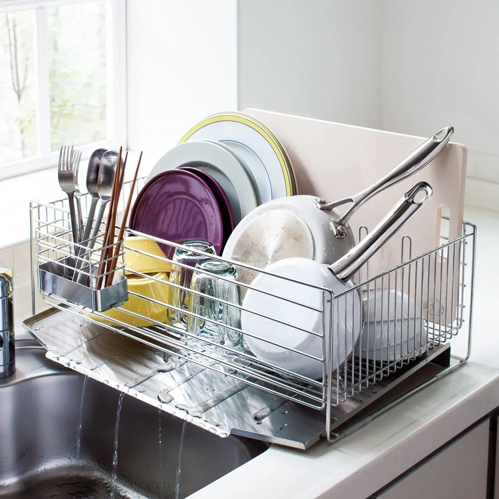 《下村企販》日本製全不鏽鋼水槽橫跨式瀝水架(寬34.5×深54)