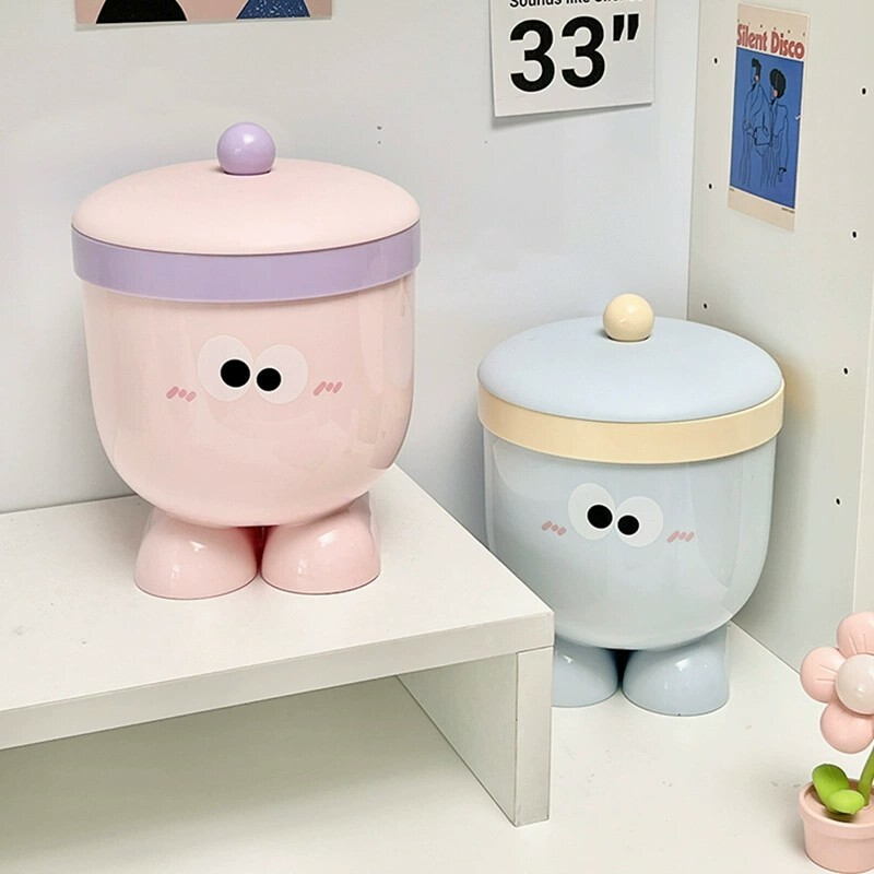 《5799》大眼粉嫩掀蓋造型垃圾桶